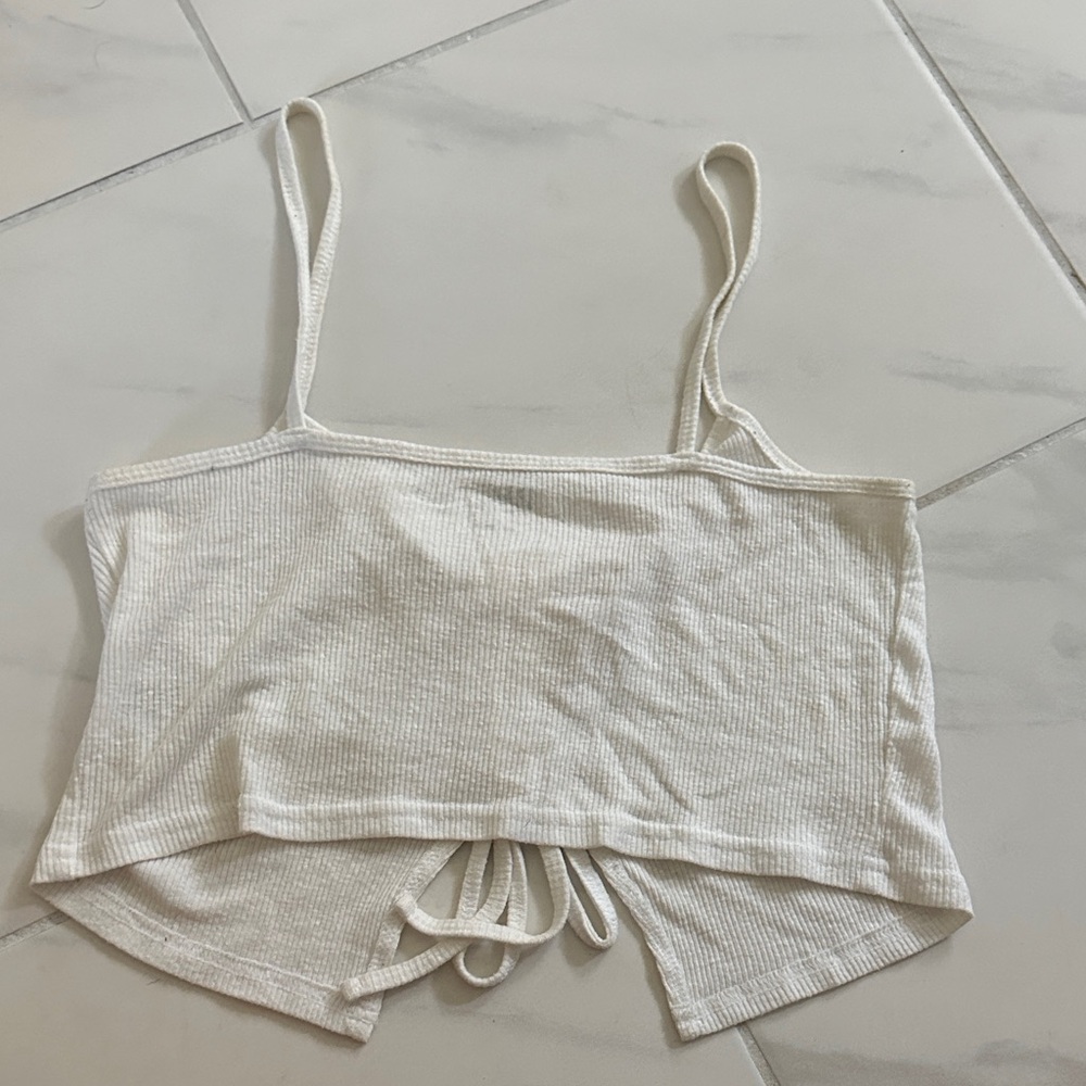 White Ribbed Crop Top - Picture 4 of 4